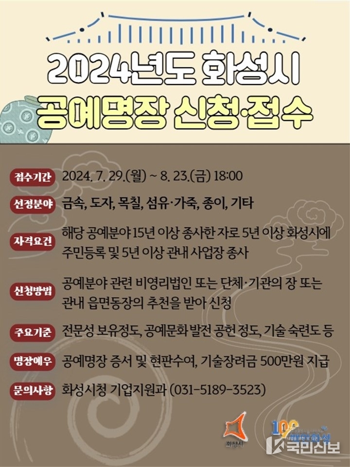2024년 화성시 공예명장 모집