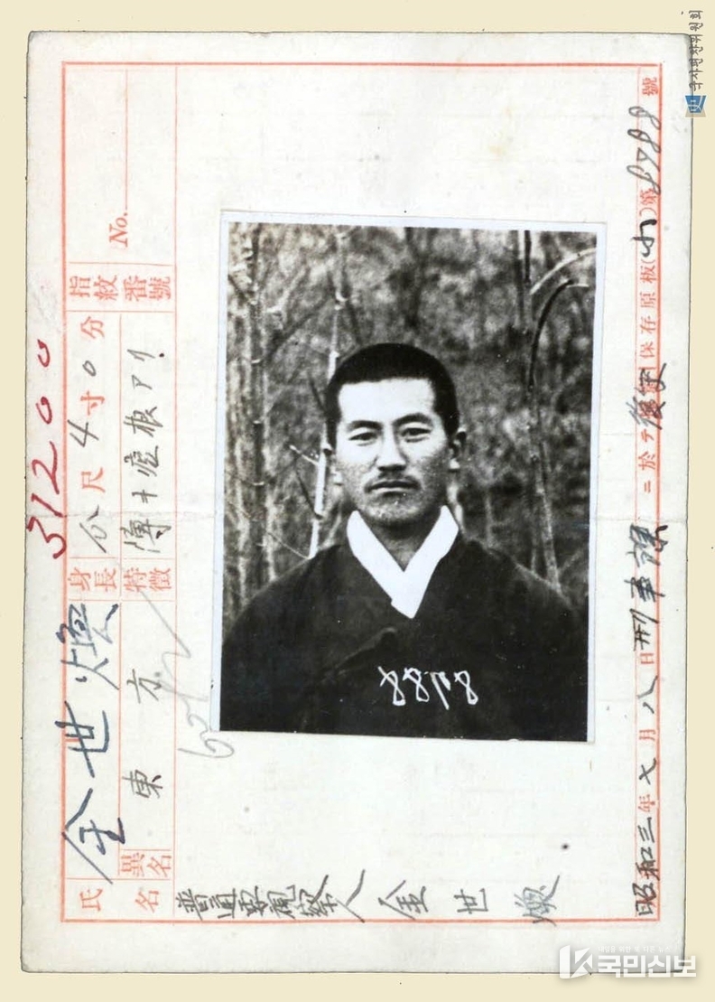 김세환 일제 감시 대상 인물 카드.(국사편찬위원회 소장).