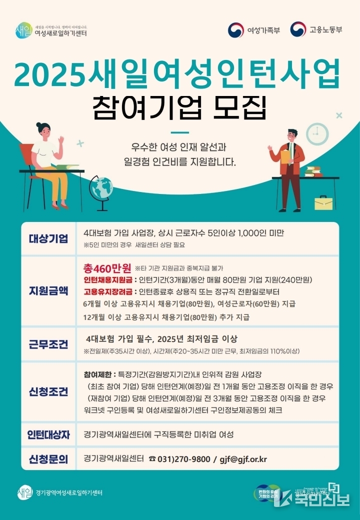 2025년 새일여성인턴 포스터.